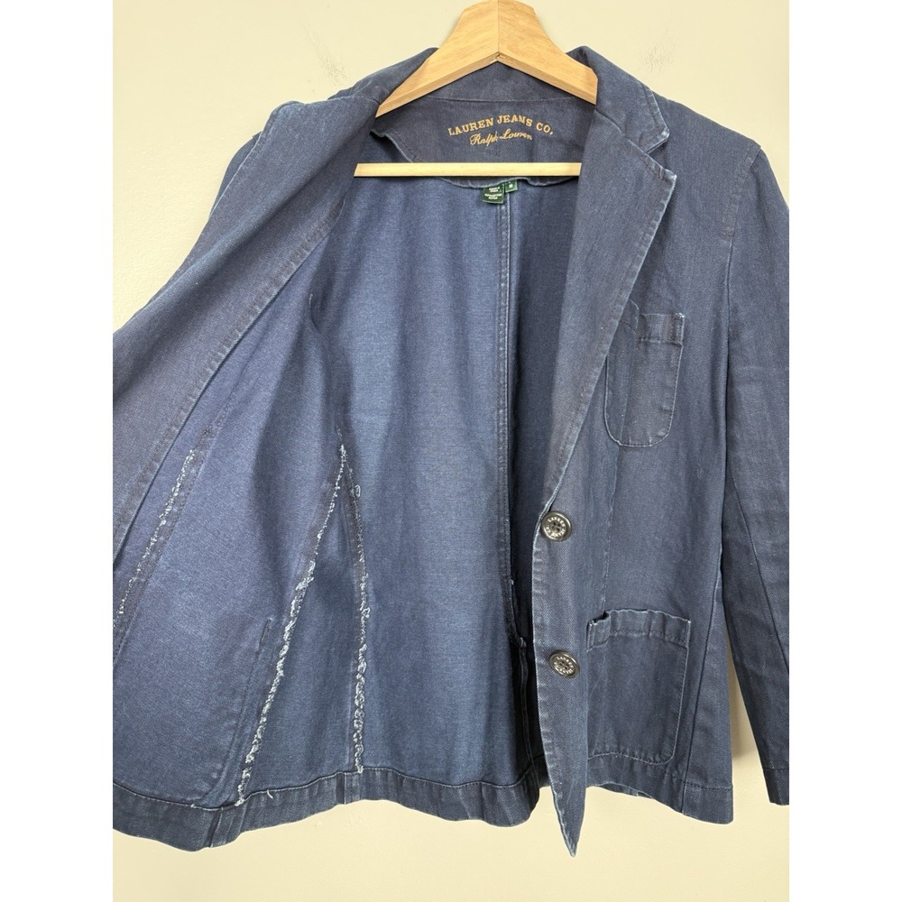 Ralph Lauren‎ Jeans Co Women's M Denim Blazer Jacket Preppy Old Money - Picture 8 of 10